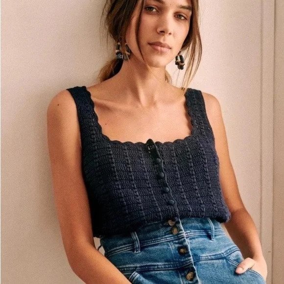 Sezane Tops - Sezane Zelie Knit Top in Navy size S